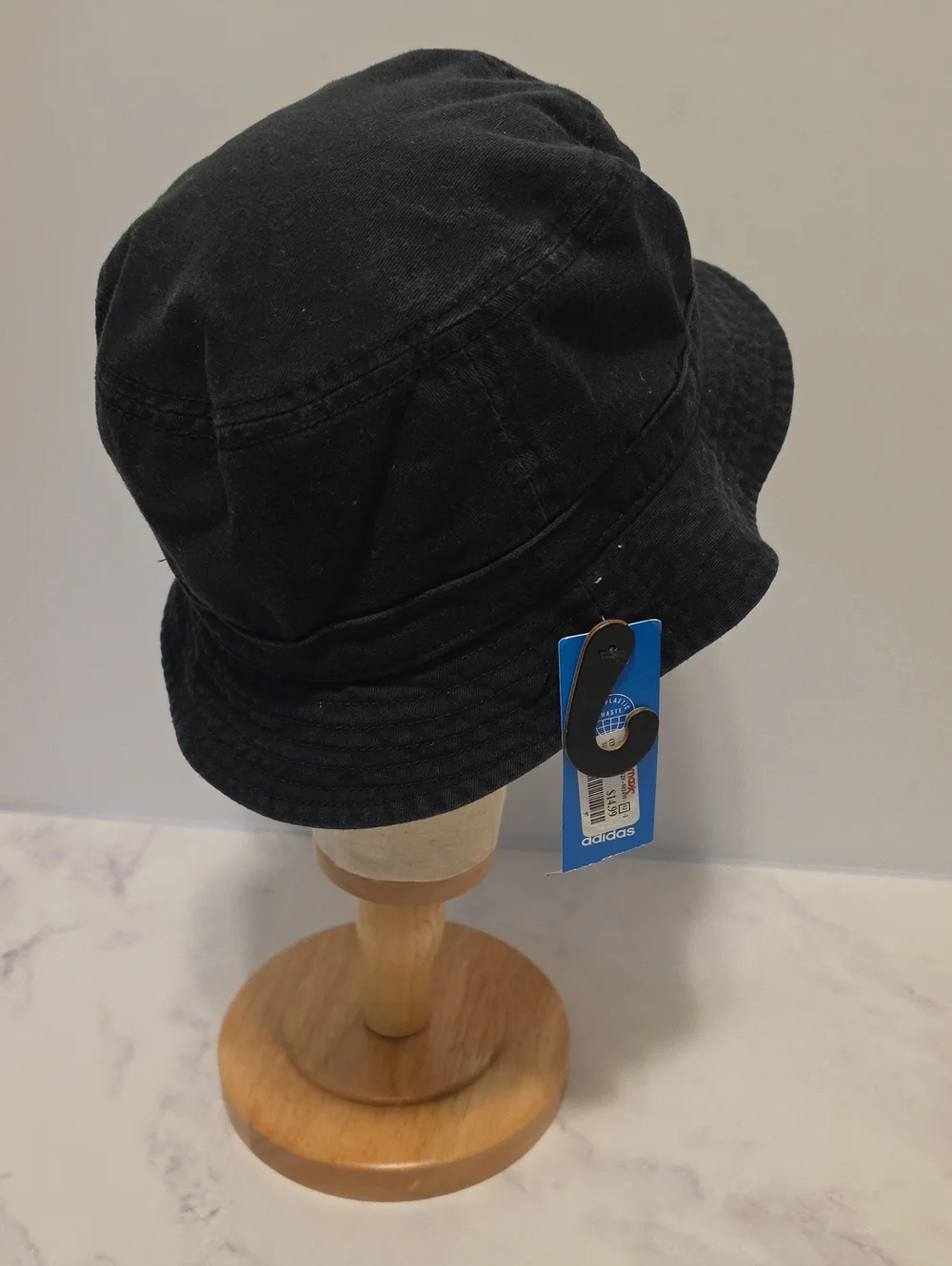 Adidas Black Bucket Hat with White Trefoil Logo